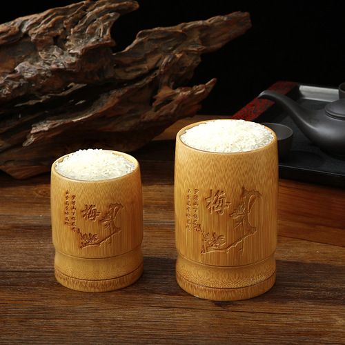 Household traditional bamboo rice scoop, rice measuring cup, rice spoon, rice bucket, cup, liter rice measuring device, bamboo scoop rice cup