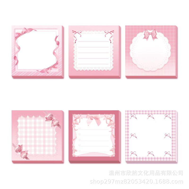跨境热销粉色蝴蝶结便利贴卡通ins便签贴学生创意N次贴可粘记事本|undefined