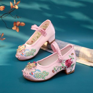 Children's Embroidered Shoes Hanfu Ethnic Style High-end Antique Costume Shoes