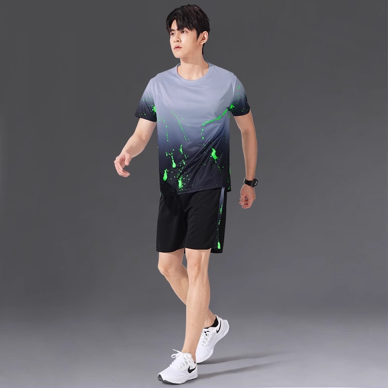 Traje deportivo Ropa de secado rápido para hombre Camiseta de seda de hielo Camiseta de manga corta para correr de verano Ropa de fitness Ropa de baloncesto Ropa de bádminton