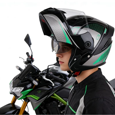 Foreign Trade Hot-Selling Bluetooth Flip-Up Helmet with Dual Lenses for Electric Vehicles, Electric Bikes, Motorcycles, and Full-Face Riding Helmets
