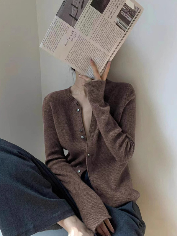 树莓粉色针织开衫外套女秋冬别致绝美内搭打底毛衣欧货高级感上衣|undefined