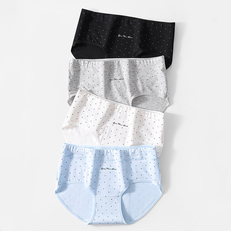 Women's mid-waist seamless 100% cotton panties with polka dots, sweet and pure style, breathable women's briefs Women's mid-waist seamless 100% cotton panties with polka dots, sweet and pure style, breathable women's briefs