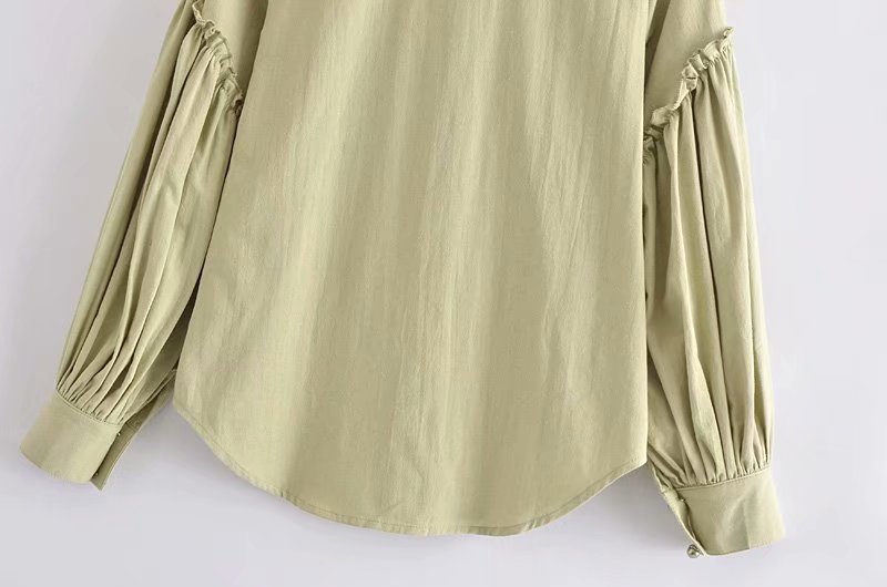 button decoration puff sleeve ruffle stitching shirt  NSAM39618