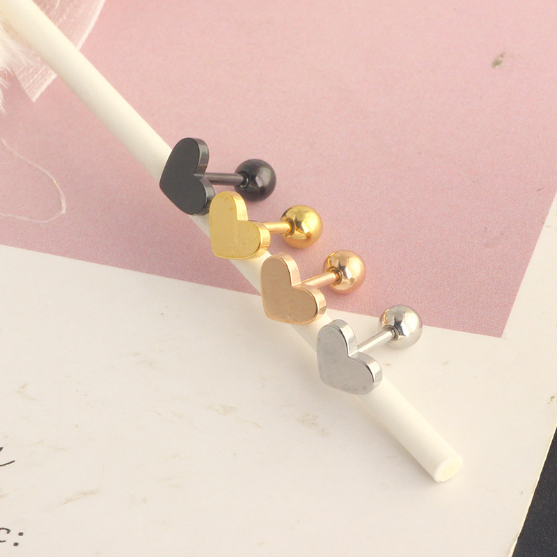 Stainless Steel Material Heart Shape Pattern 1 Piece Vintage Style Heart Shape Stainless Steel Ear Studs