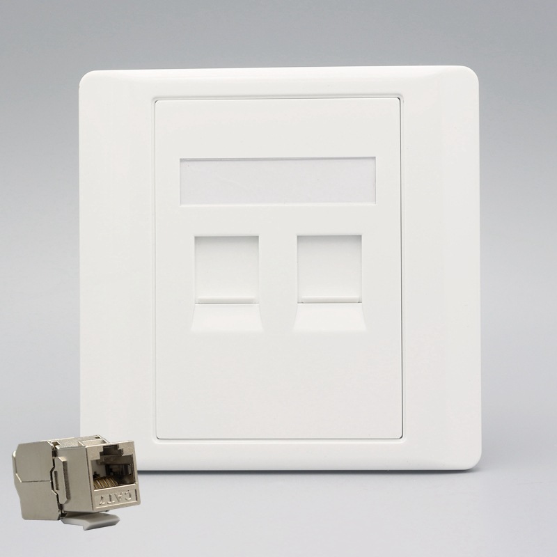 86型万兆网线CAT7电脑插口双口网插屏蔽模块插座双口七类网络面板