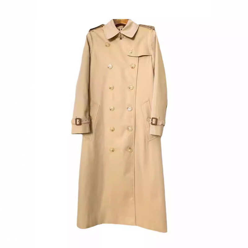 British-style Double-breasted Slim-fit Long Coat with Back Split Women's Gabardine Cotton Classic Coat Kensington Long Coat British-style Double-breasted Slim-fit Long Coat with Back Split Women's Gabardine Cotton Classic Coat Kensington Long Coat