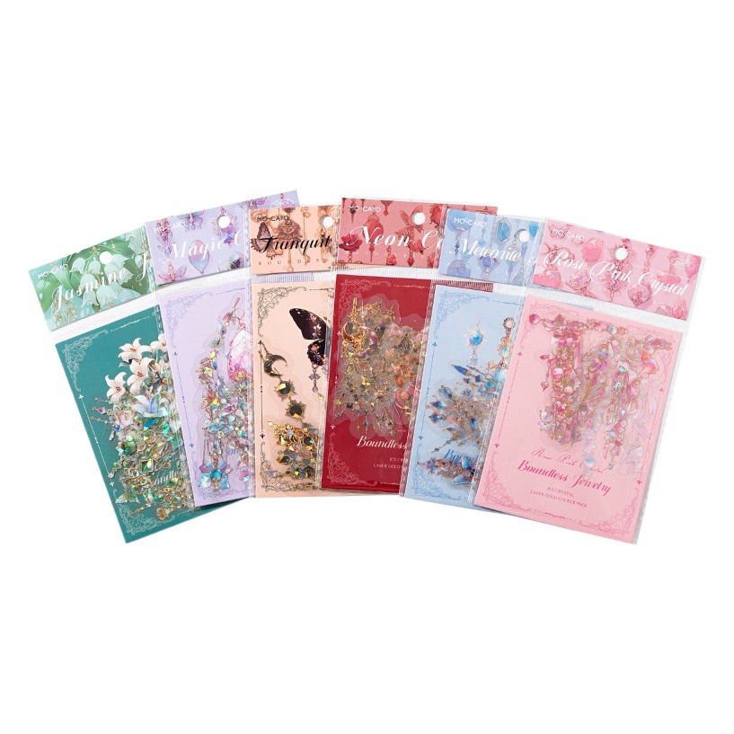 Paquete de etiqueta engomada de la joyería sin límites retro Diario frontera Mo Cristal de hielo PET tridimensional