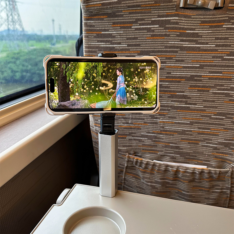 Convenient Portable Desktop 360-Degree Rotating and Telescopic Travel Phone Holder for Airplanes, High-Speed Trains, and Watching Shows