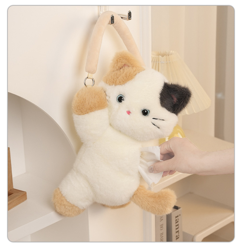 Cartoon Cute Kitten Tissue Box Office Desktop Decoration Tissue Holder Multifunctional Car Hanging Tissue Bag