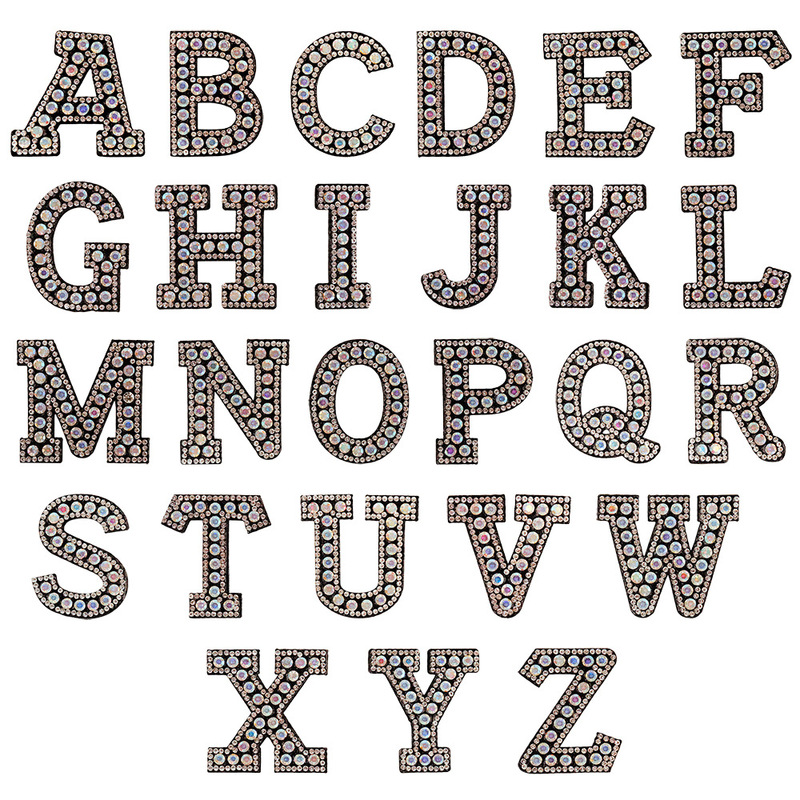 Black Background English Letters Hot Stamping Self-Adhesive Patches for Clothes and Bags with Diamond Cloth Stickers Handmade DIY Headwear and Hair Accessories Black Background English Letters Hot Stamping Self-Adhesive Patches for Clothes and Bags with Diamond Cloth Stickers Handmade DIY Headwear and Hair Accessories