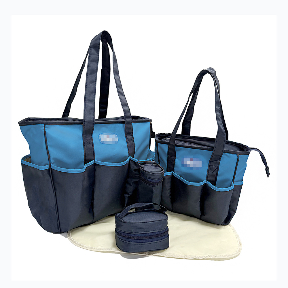 Conjunto de Cinco Piezas de Bolsa Maternal Acolchada con Diseño de Cuadros, Bolsa Maternal Multifuncional de Gran Capacidad para Guardar Pañales, de Hombro o Cruzada