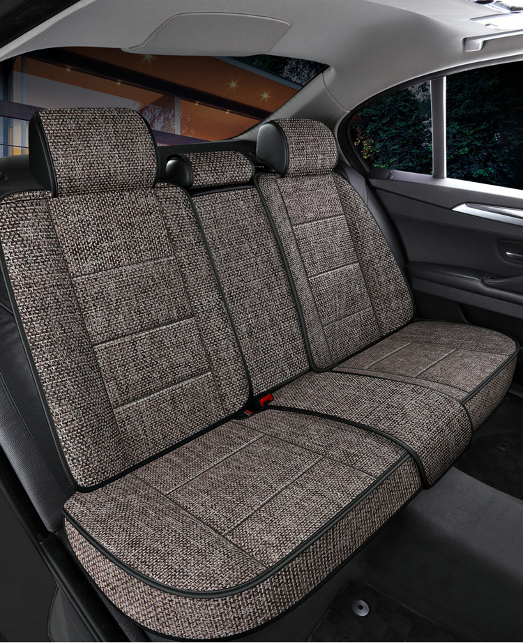 Factory Direct Sales Breathable Linen All-Season Wear-Resistant and Dirt-Resistant Full-Cover Linen Car Seat Cushion and Car Seat Cover