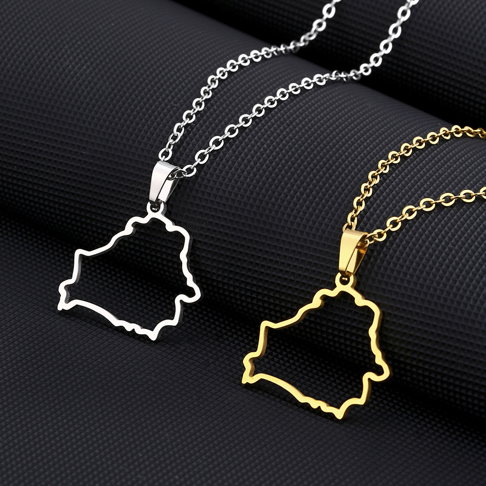 Collar de estilo hueco de oro bielorruso hueco de acero de titanio de moda Collar de pareja con colgante geométrico para hombres y mujeres