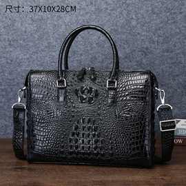 新款鳄鱼骨纹男士公文包大容量文件包商务电脑包单肩斜跨男包批发