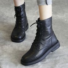马丁靴女英伦风2025秋季新款单靴平跟洋气黑色短靴加绒中筒棉靴子