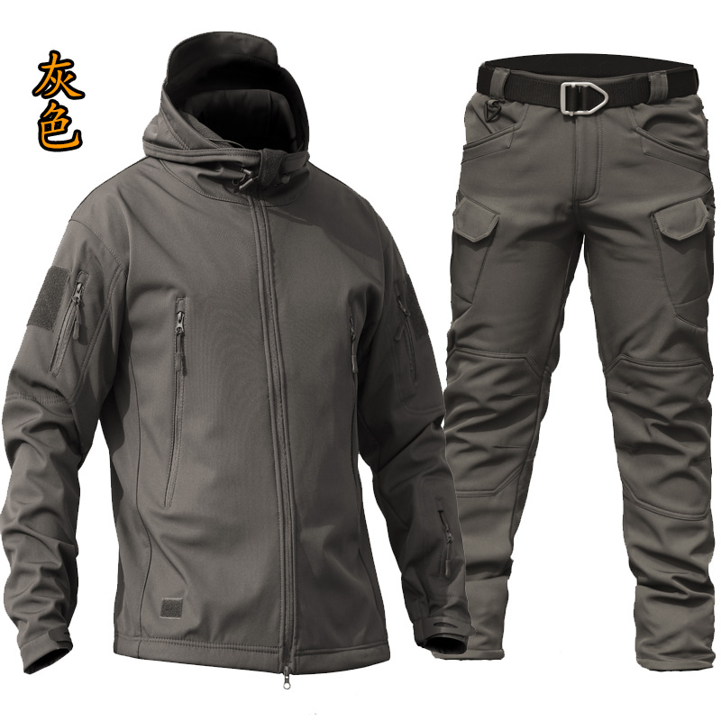Comercio exterior IX7 pantalones tácticos de estiramiento de cáscara suave de bolsillo de herramientas conjuntos de pantalones de transporte urbano calientes y de lana ligero
