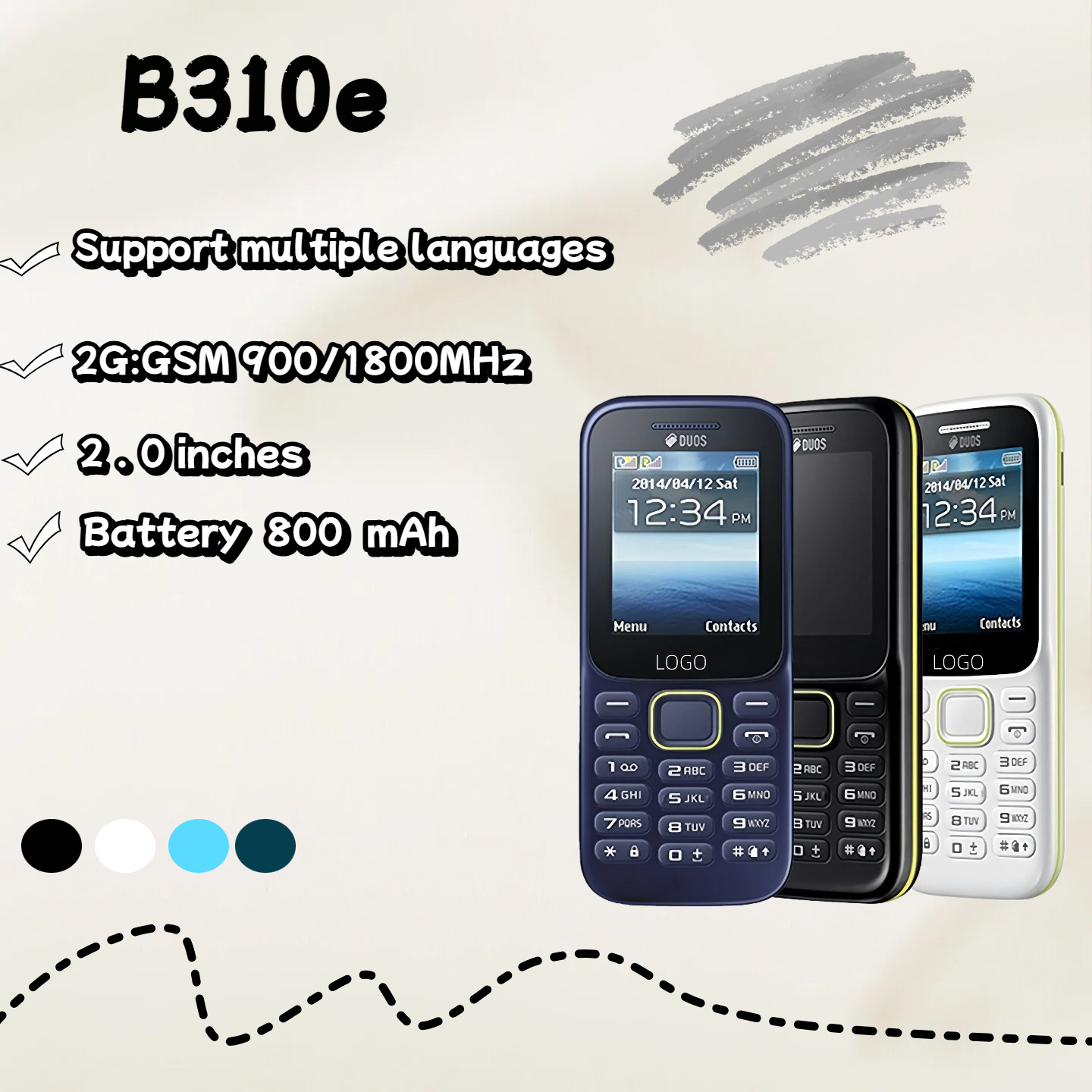 Samsung B310E straight button GSM mobile 2G non-intelligent dual card elderly machine ราคา 829 บาท*ส่งฟรี