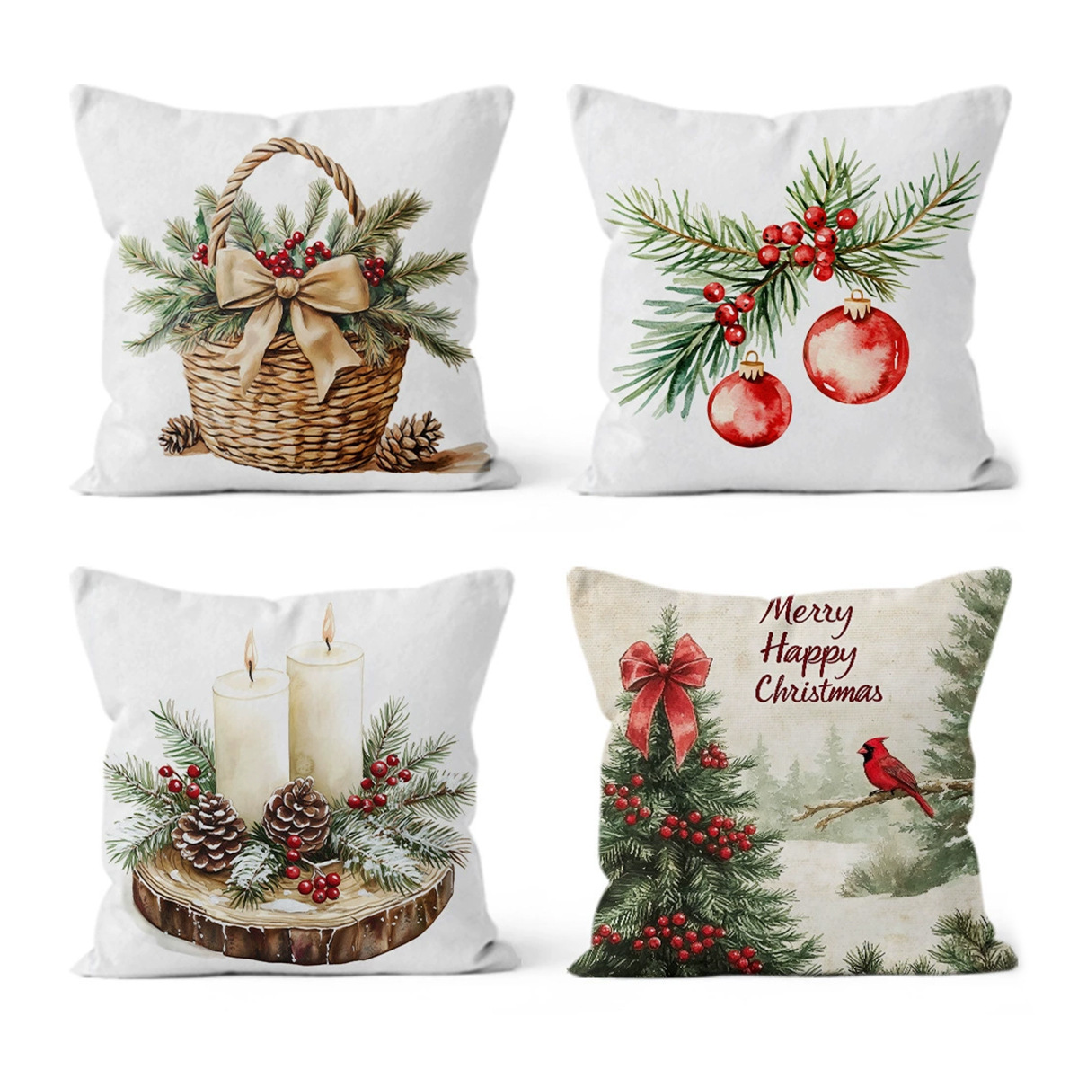 2024 nueva serie de Navidad transfronteriza impresa almohada simple almohada de almuerzo de oficina almohada