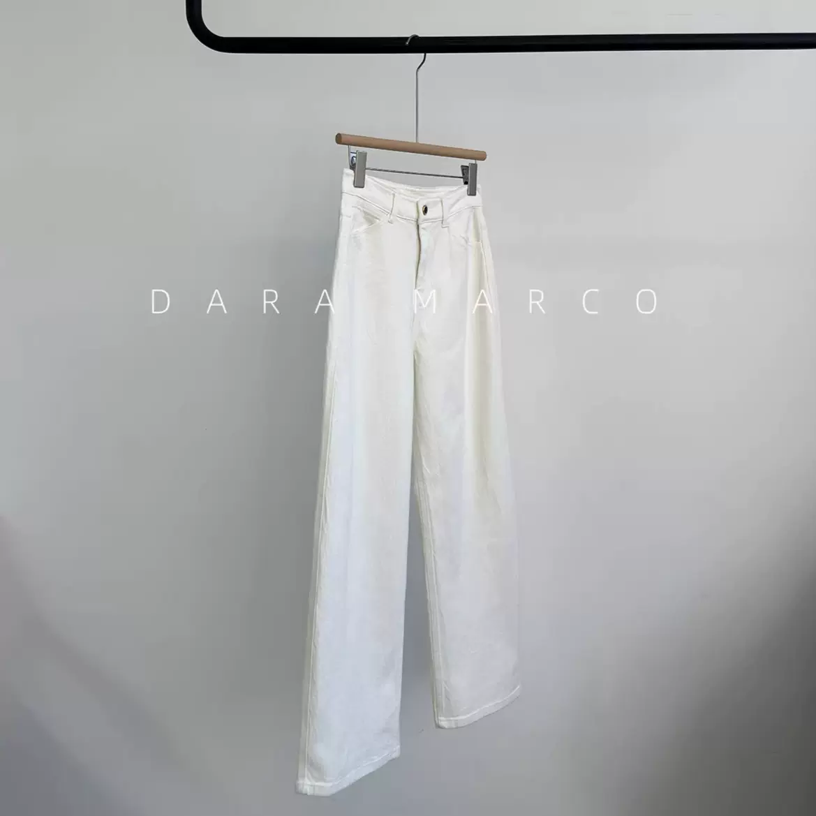 原坯神裤~E家柜上1K+棉弹直筒阔腿白色牛仔裤百搭显腿长女26春夏