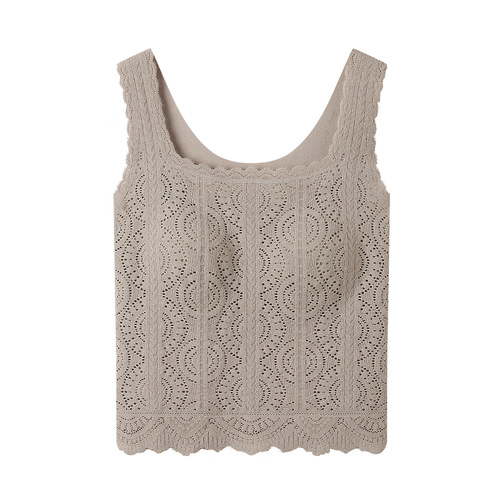 Wool heating women's warmth, mulberry silk maintenance, moisturizing, exquisite lace vest, must-have for autumn and winter, with a coaster, base shirt