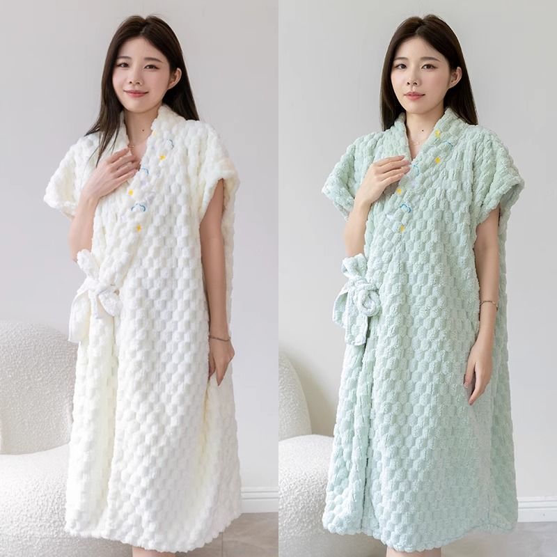 (2개) 목욕 타월 여성 착용 가능한 수건 구름 레이스 목욕 가운 산호 양털 흡수성 성인 목욕 원피스 목욕 자수 새 스타일