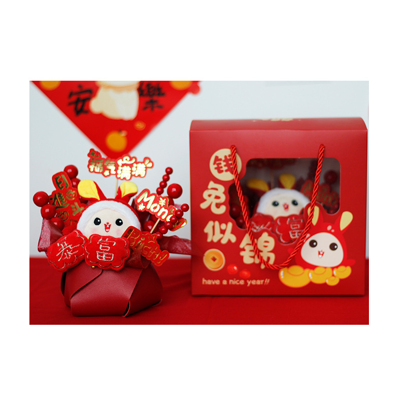 Regalo del Día de San Valentín eterno ramo de flores rico conejo muñeca terminado regalo creativo para la decoración de la novia