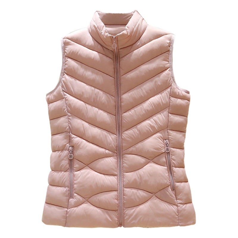 New Autumn and Winter Women's down Cotton Vest Short Casual Slim Stand-Up Collar Thickeneded Sleeveless Jacket Outer Wear Cotton Waistoutwear