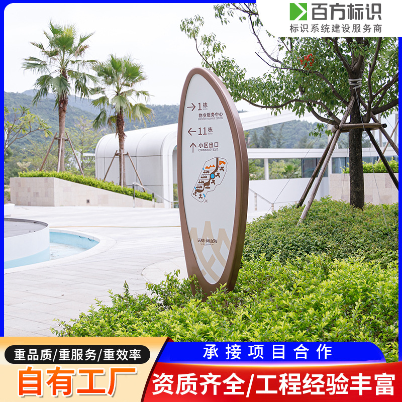 精神堡垒不锈钢金属标识公共设施户外地产导向指示牌工厂设计安装