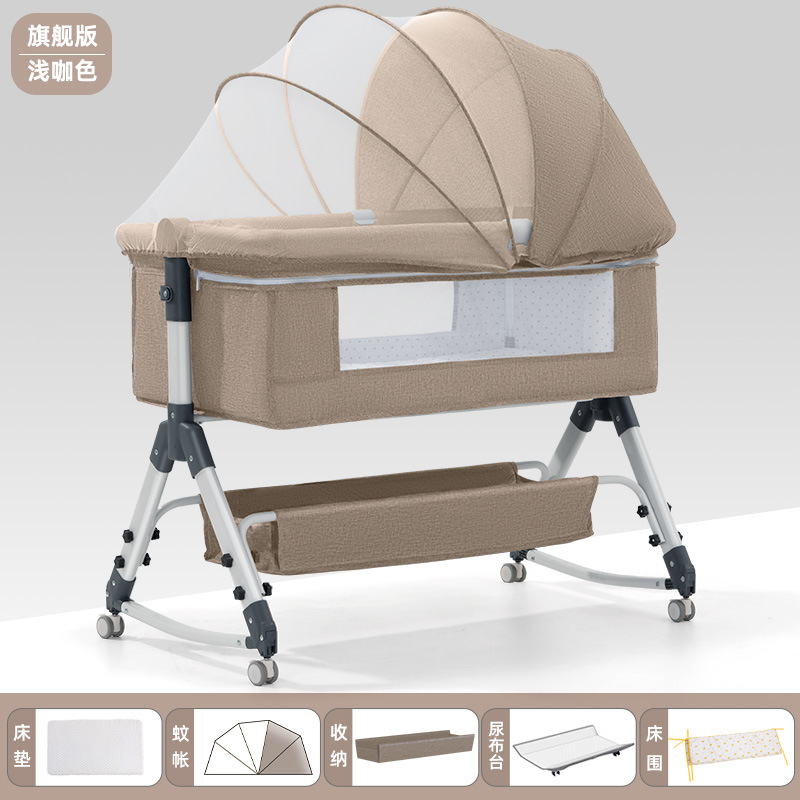Cama de bebé móvil cuna cama portátil 2 en 1 plegable multifuncional bb cama recién nacida cama de empalme