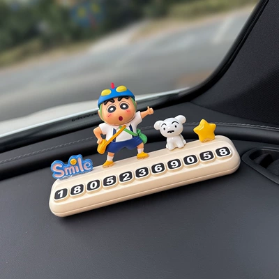 Authentic Crayon Shin-Chan Parking Sign, Car Temporary Parking Phone Number Plate, Cute for Women (Nömrəli dayanma kartı) - authentic-outing-shin-chan-white-stop-sign