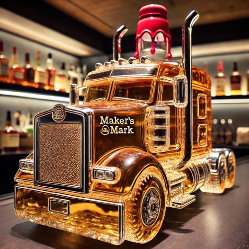 Estación independiente de venta caliente camión cabeza de whisky botella de vidrio decoración de vidrio pequeña capacidad de vodka