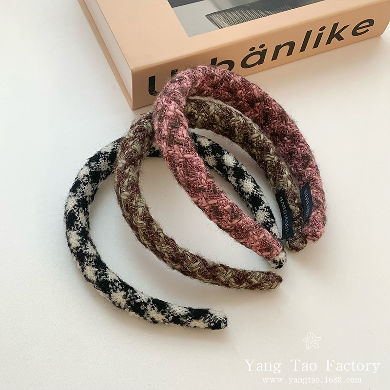 Temperamento otoño invierno pequeño viento fragrante tween grueso bandas de cabello de alta sensación bandas de cabello de estilo francés temperamento simple tocado de cabello