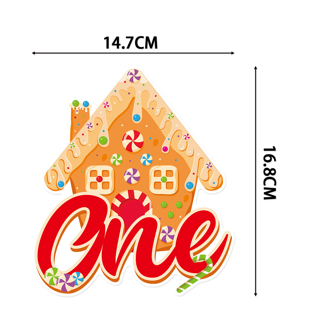 Nuevo conjunto de decoración de fiesta de cumpleaños tira de banderas de Navidad pan de jengibre hombre uno tira de banderas tarta de tarta