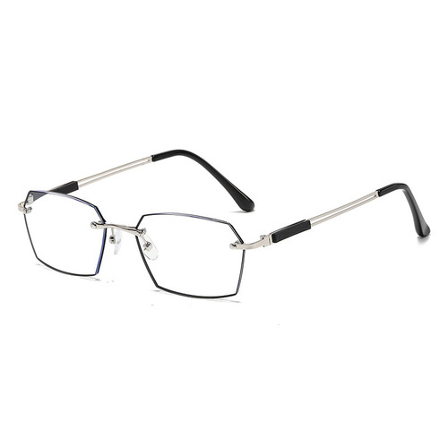 New Frameless Pointed Paint Fashion Anti-blue light Reading Glasses for Men, Trendy Style, Middle-aged and Elderly, High-definition Reading Glasses