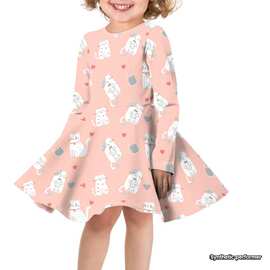 跨境亚马逊可爱小猫女童连衣裙女孩秋冬裙子女童装girls' dresses