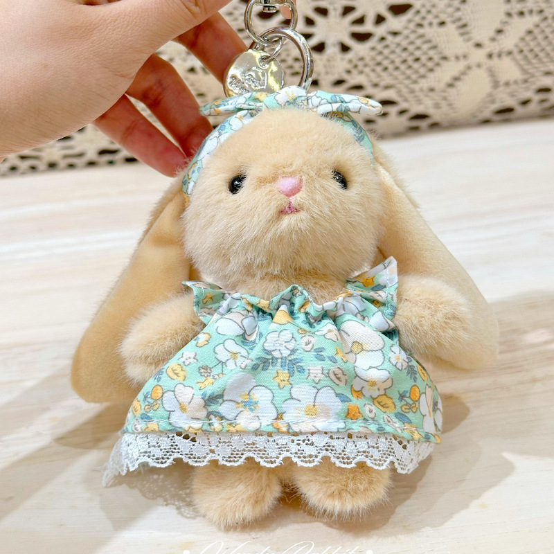 高品質本物の 12 センチメートルウェンディウサギ牧歌的なスタイルのロングスカートぬいぐるみペンダントかわいいキーホルダー人形人形ギフト|undefined