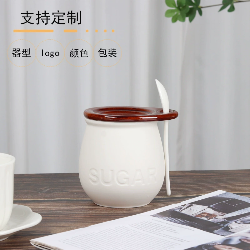 Керамическая банка для сахара в тон, ретро банка для приправ с крышкой, набор бытовых банок для свиного жира, банка для кофе, банка для сахара