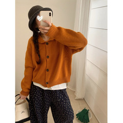木四 翻领毛衣外套女2025秋冬季新款设计感小众针织开衫厚M6690