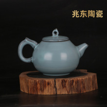 古董瓷器古玩大宋官窑老瓷器汝窑天青釉茶壶仿古老物件茶壶陶瓷无