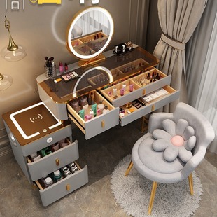 Smart dressing table wireless charging light luxury Nordic bedroom dressing table modern simple multifunctional princess makeup table