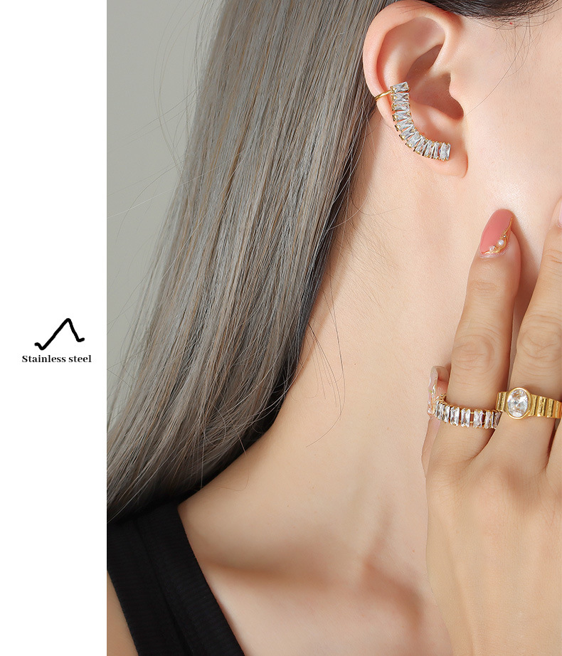 Ear Studs Classification 1 Pair Quantity Fashion Solid Color Titanium Steel Plating Inlay Zircon Ear Studs 1 Pair
