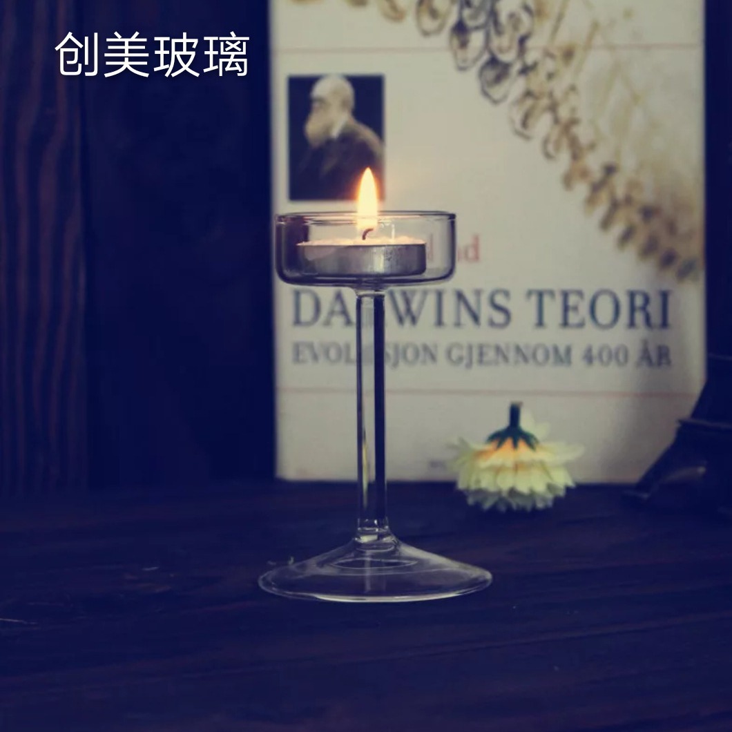 Soplado candelabro de cristal de estilo europeo de alta pierna candelabro cena romántica decoración fábrica al por mayor