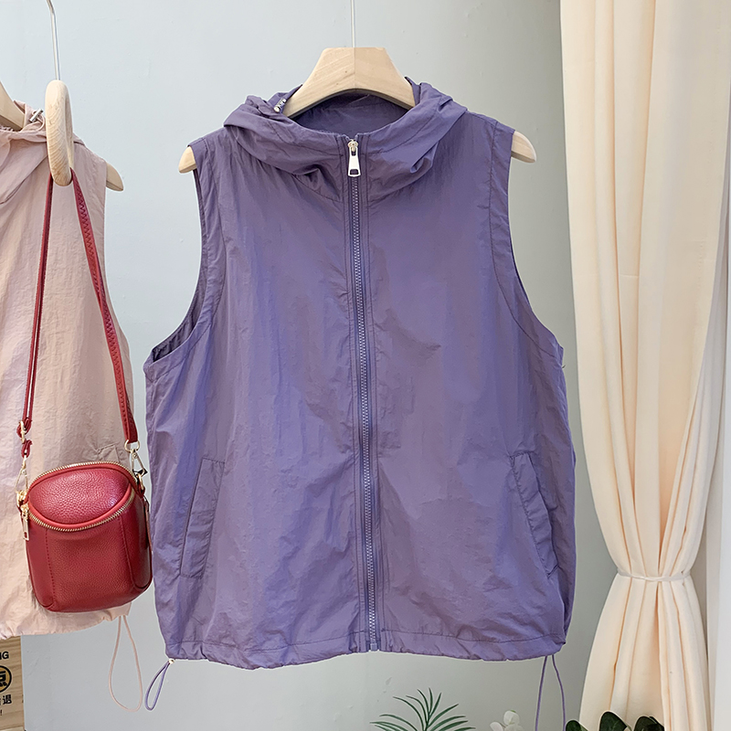 2025 Summer New Versatile Loose Vest Women's Sun Protection Jacket Casual Sports Vest Workwear Thin Vest