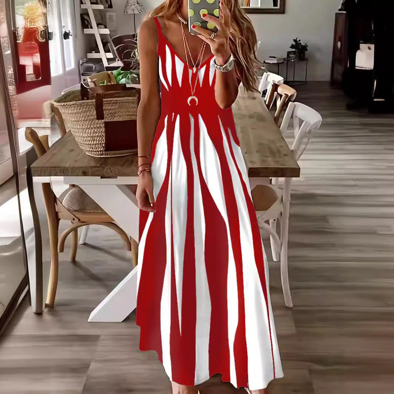 2024 Amazon New Cross-border Foreign Trade Summer Fashion Elegant Zebra Strap Dress