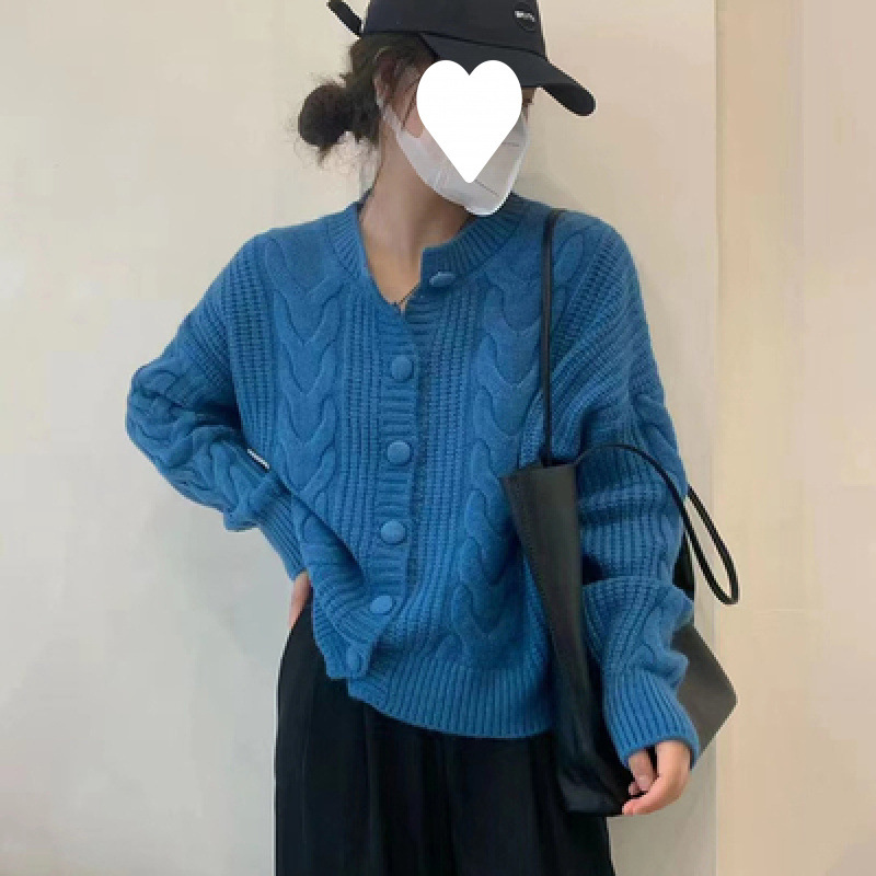 Art coreano simple engrosado cardigan de punto de torsión principios de otoño nuevo estilo coreano suave leche suéter suelto abrigo de moda image 1