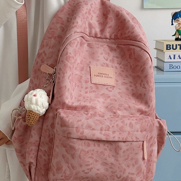 New Large-Capacity Backpack, High-Looking Leopard-Print School Bag, Sweet Backpack for Middle and High School Students, Travel Campus Backpack
