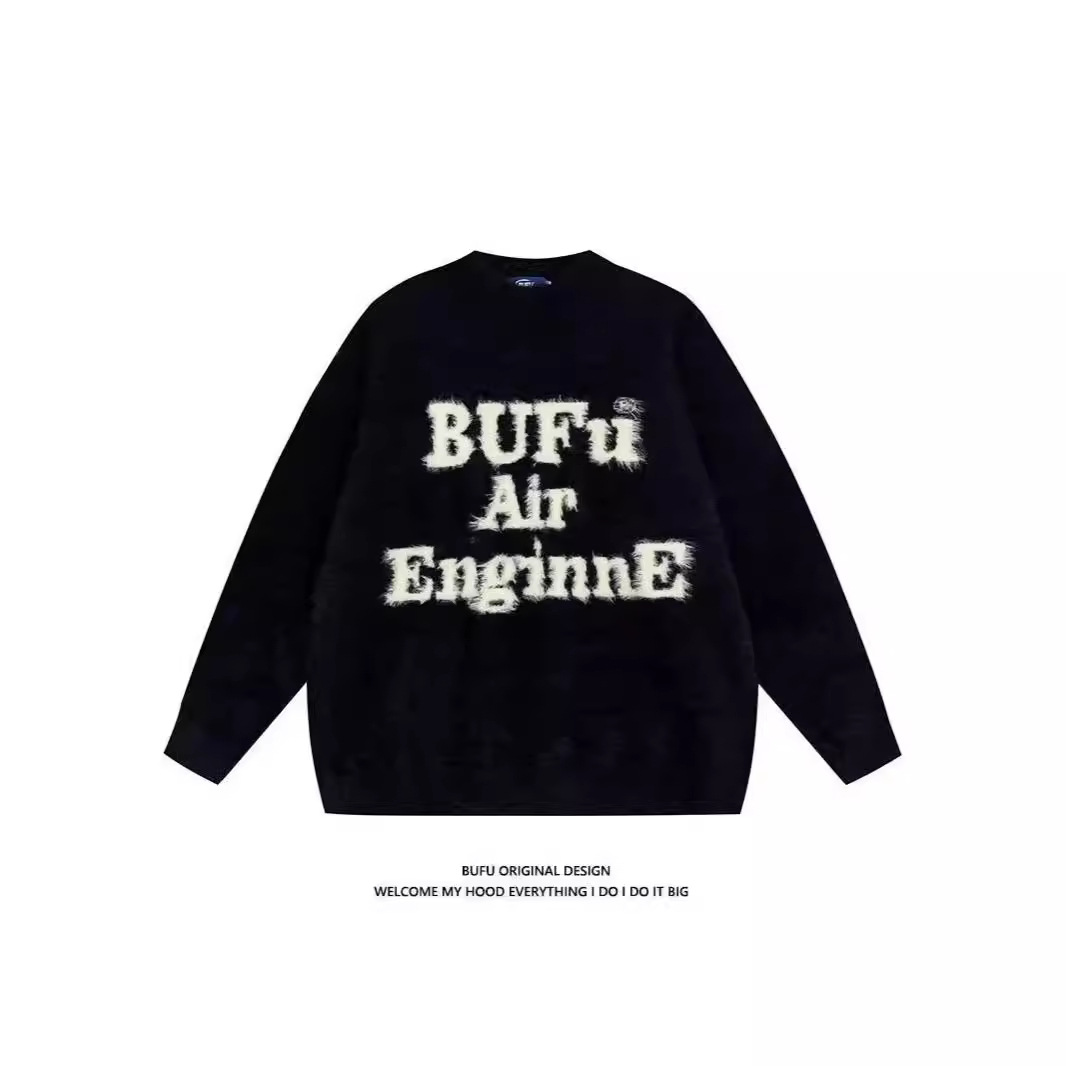 Pull brodé de lettres américaines pour hommes automne et hiver, nouveau tricot ample à la mode chinoise chic_voghion.com