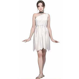 亚马逊万圣节摩登女郎希腊女神雅典娜爱神白色连衣裙原始人舞台装