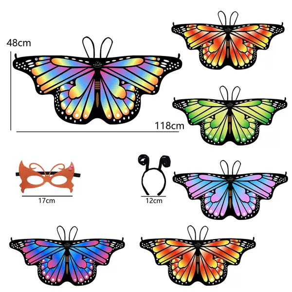 Butterfly Cape Cross-Border Halloween Cape Children's Small Butterfly Decoration Children's Butterfly Scarf Shawl Holiday Dress up